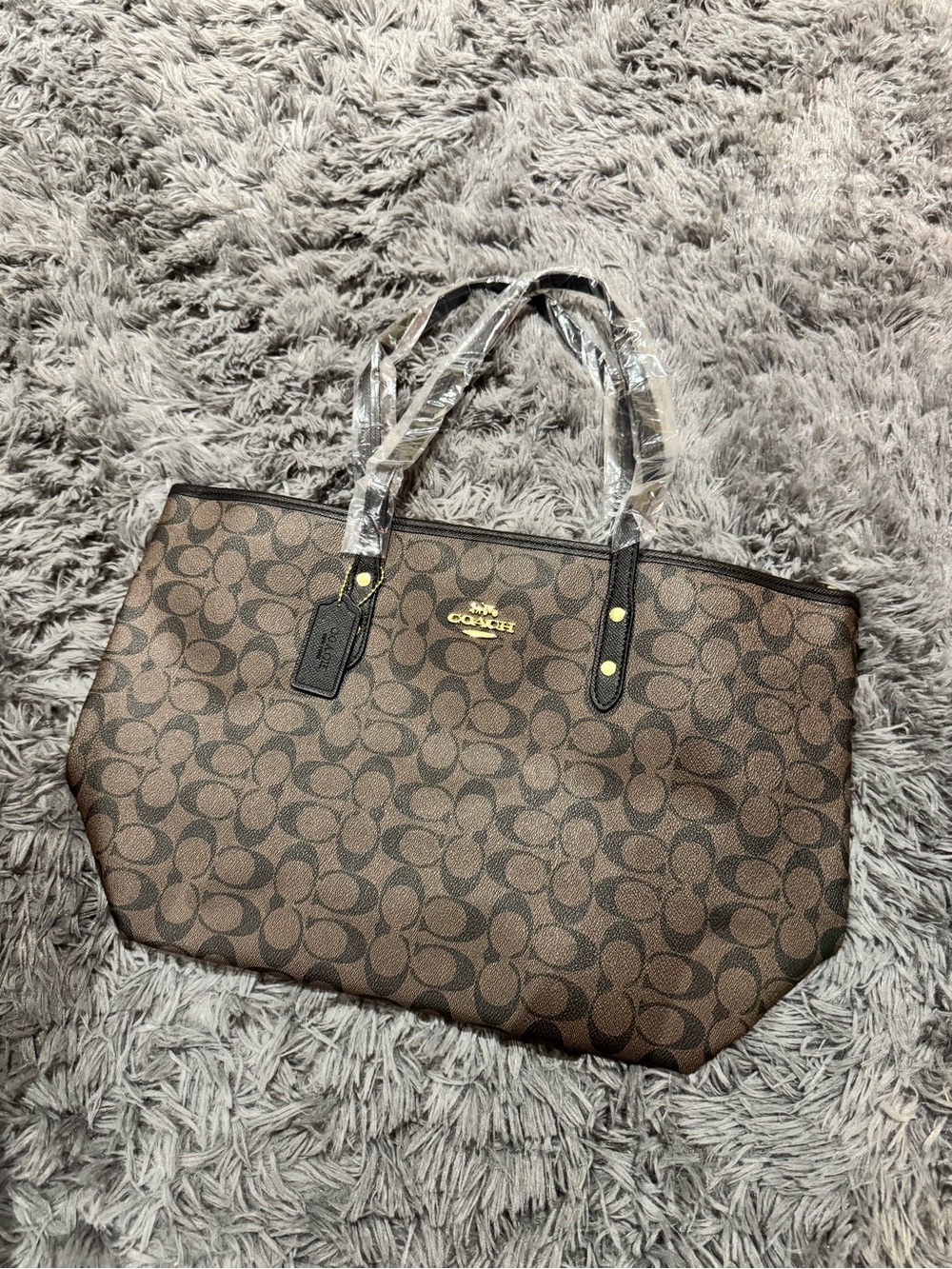 Coach Signature City Tote Brown / Black Color Full Size